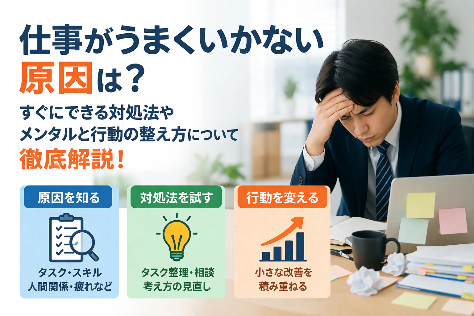 仕事がうまくいかない原因は?すぐにできる対処法やメンタルと行動の整え方について徹底解説!