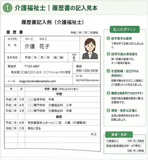 履歴書記入例（介護福祉士）