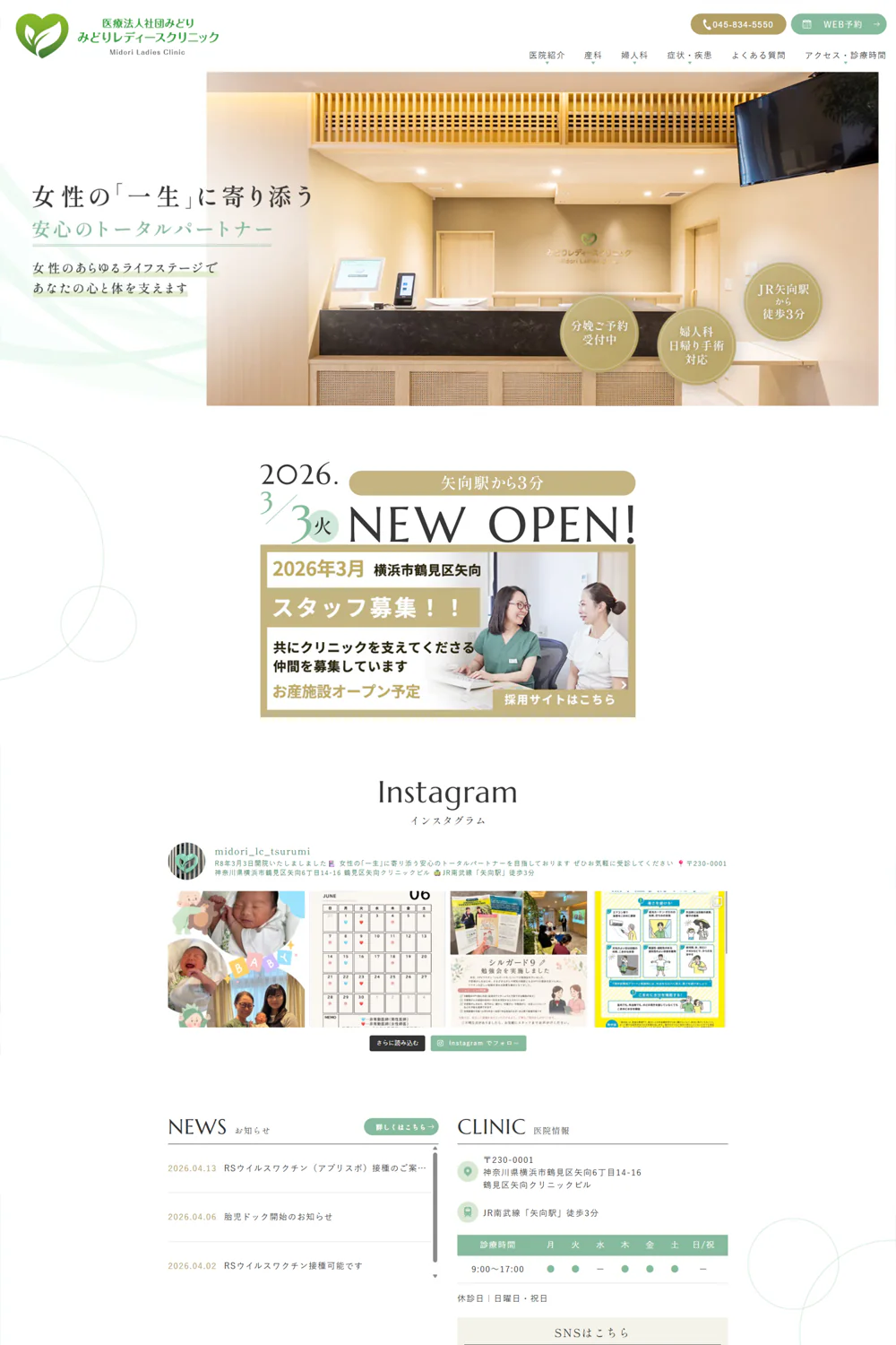 医療法人社団みどり みどりレディースクリニックPCサイトイメージ